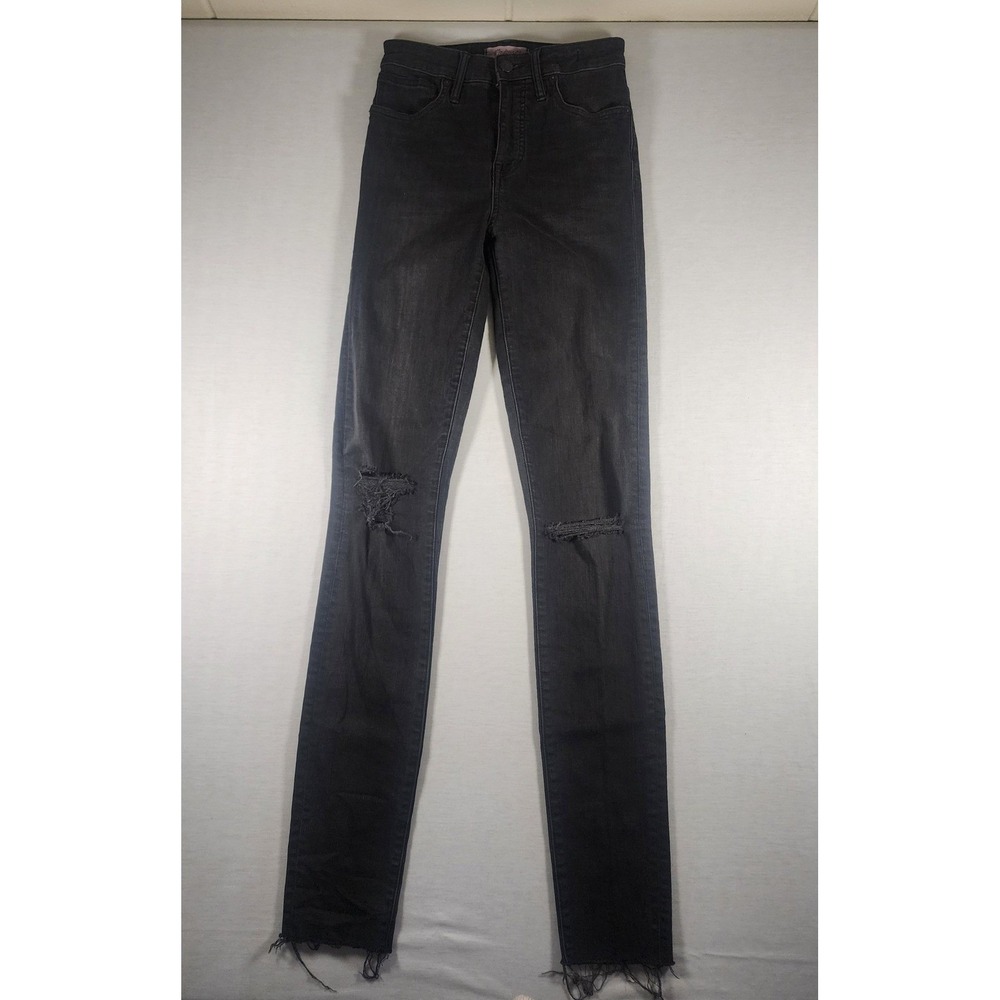 Madewell Curvy High-Rise 26TL TALL LONG‎ Skinny Jeans Black Distressed Raw Hem
